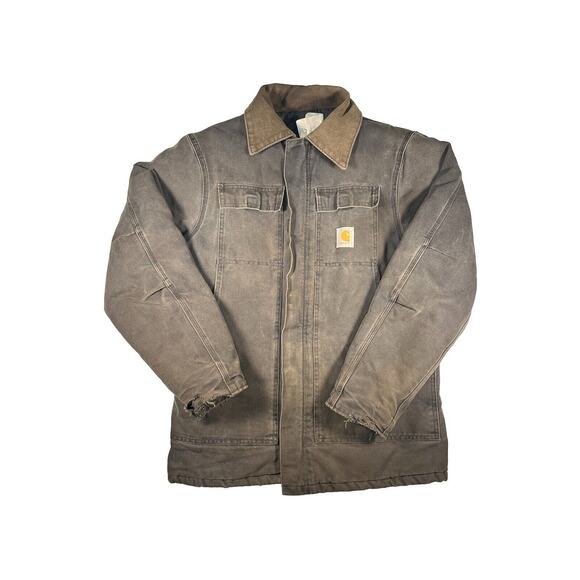 Vintage Distressed Carhartt Jacket Black CQ185 Duck Canvas Union Made In USA - Picture 1 of 10